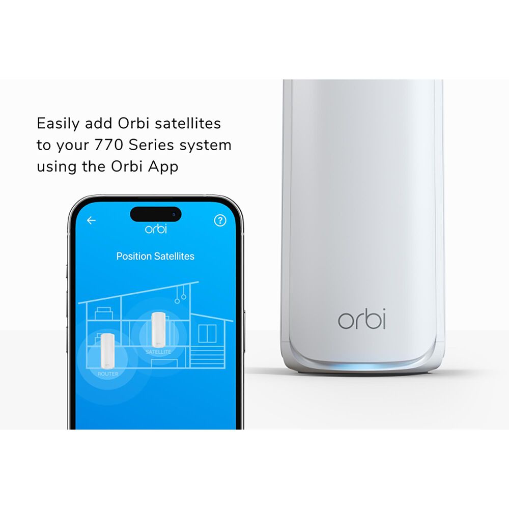 NETGEAR Orbi 770 Series Tri-Band Wi-Fi 7 Mesh Router Add-on Satellite in White, , large