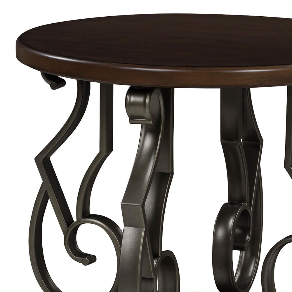 Ashley Frallyn End Table in Dark Brown and Dark Pewter, , large