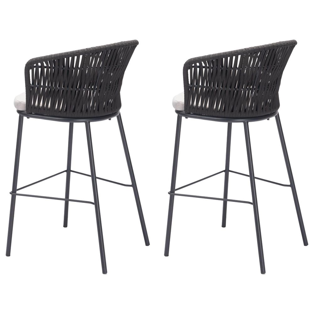 Zuo Modern Freycinet Patio Barstool with Black Frame in Gray (Set of 2), , large