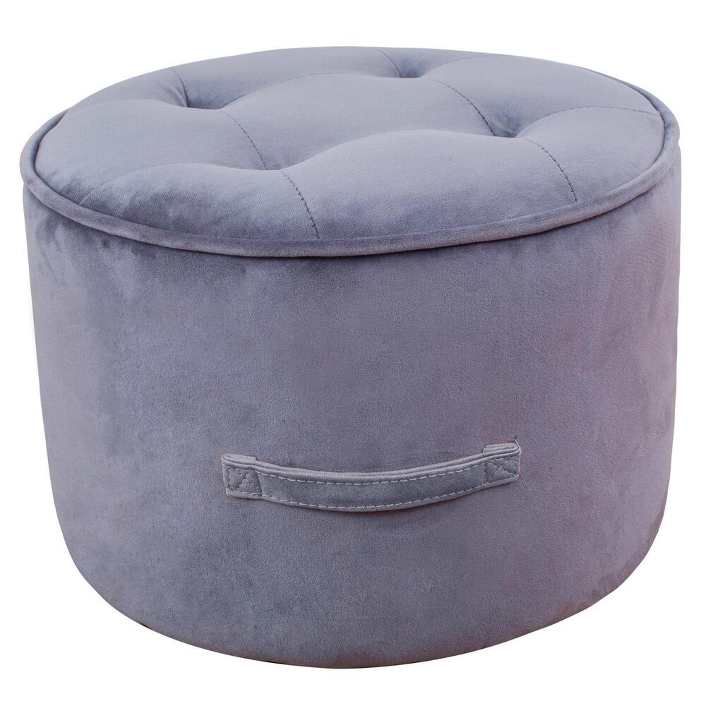 Tov Furniture Luna Velvet Ottoman in Grey, , large