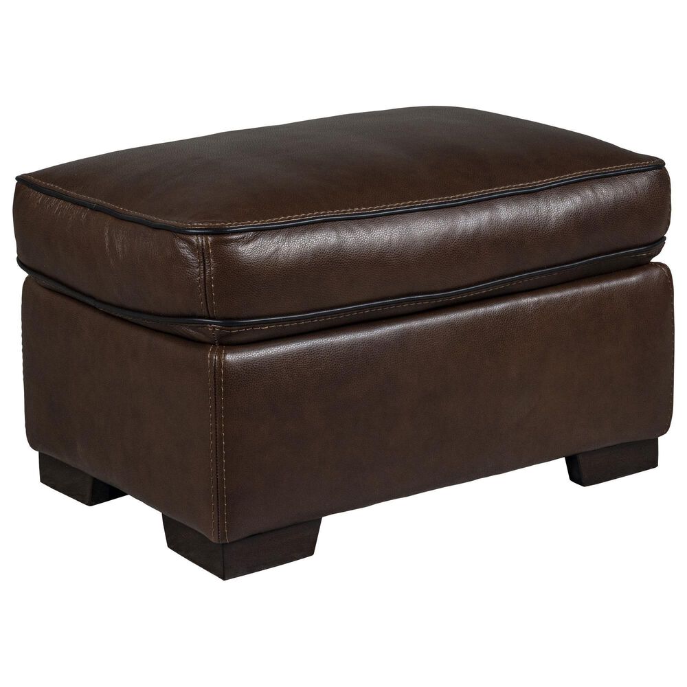 Simon Li Stationary Leather Chair and Ottoman Set in Longhorn Bramble, , large