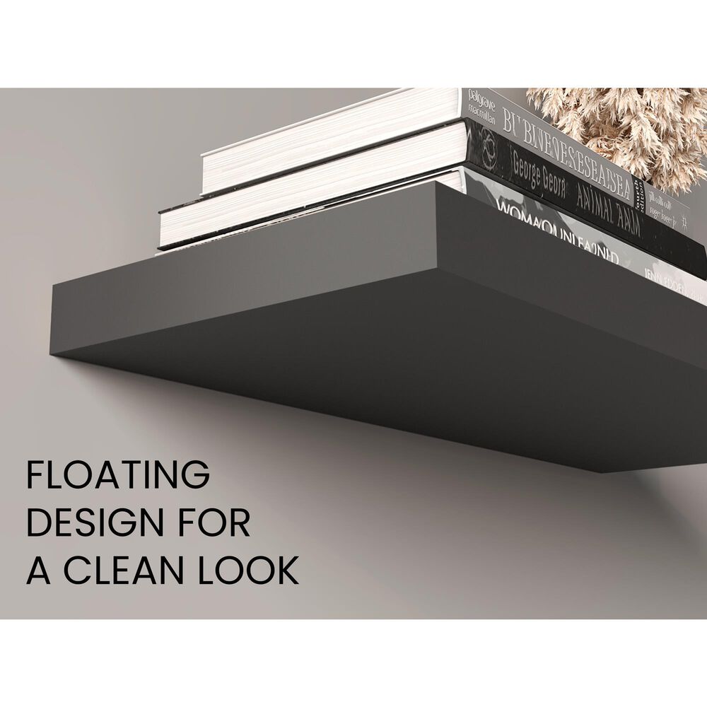 Hearth and Haven Ecco32" Floating Wall Shelf with Concealed Mounting in Gray (Set of 2), , large