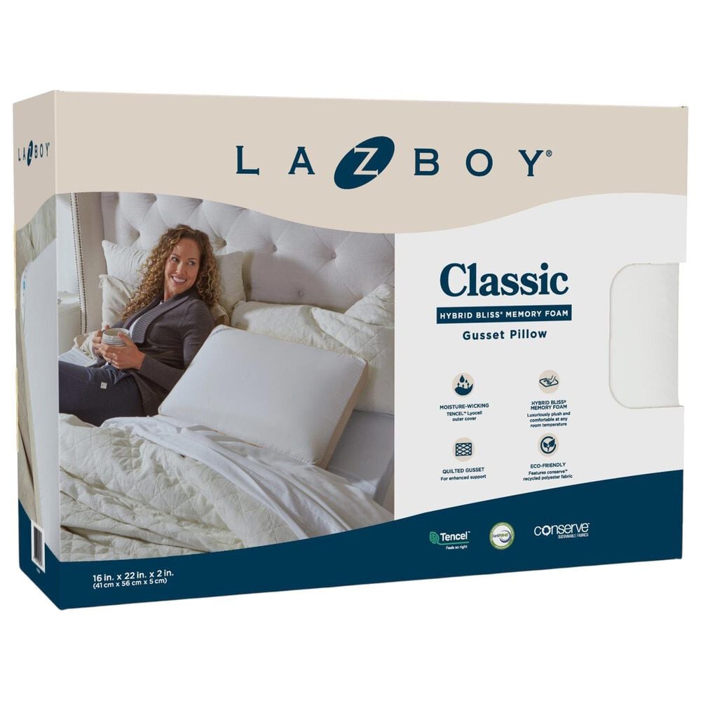 Isotonic Hybrid Bliss Memory Foam Gusset Queen Pillow in White, , large
