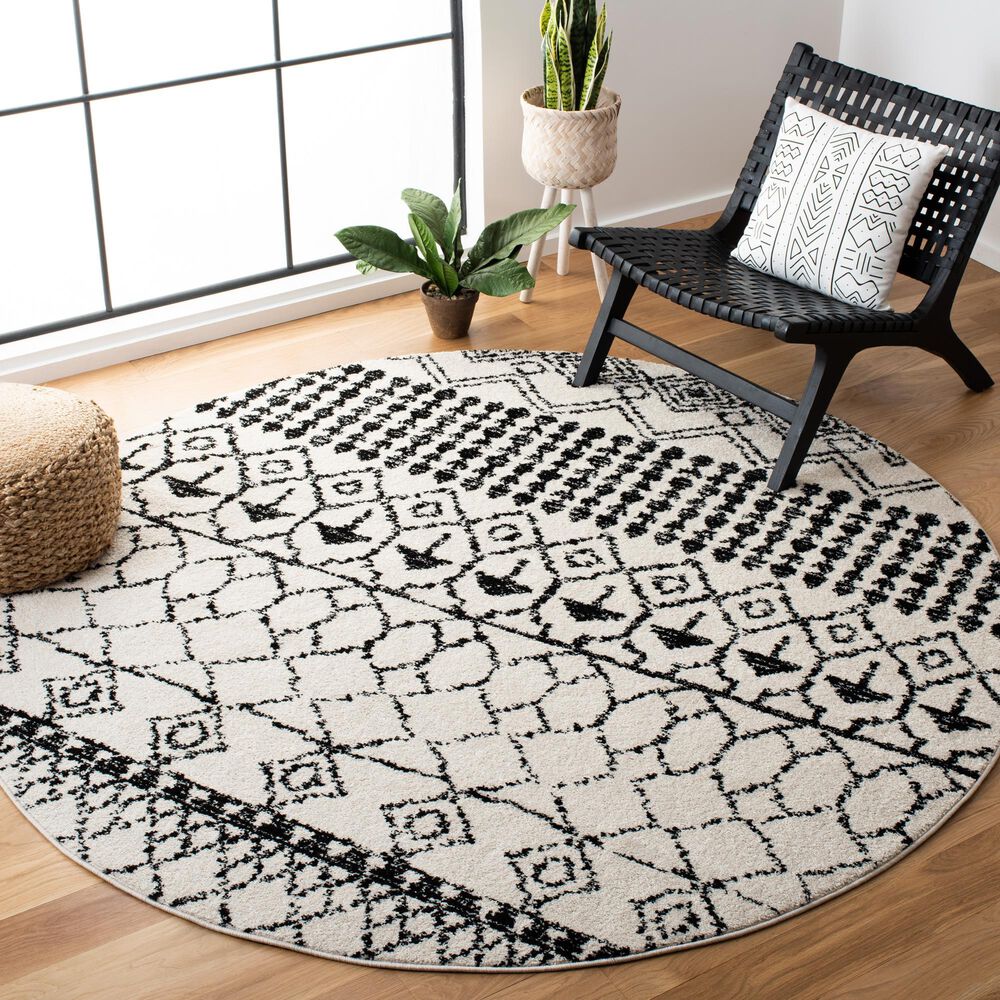 Safavieh Tulum  3&#39; Round Ivory and Black Area Rug, , large