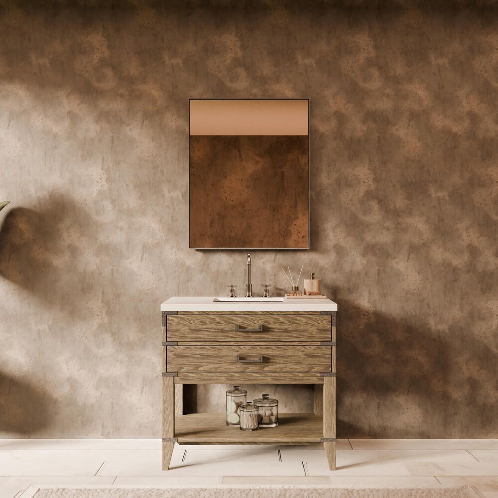 Lexora Home Norwalk 36" Single Bathroom Vanity in Grey Oak with White Cultured Marble Top and Rectangular Sink, , large