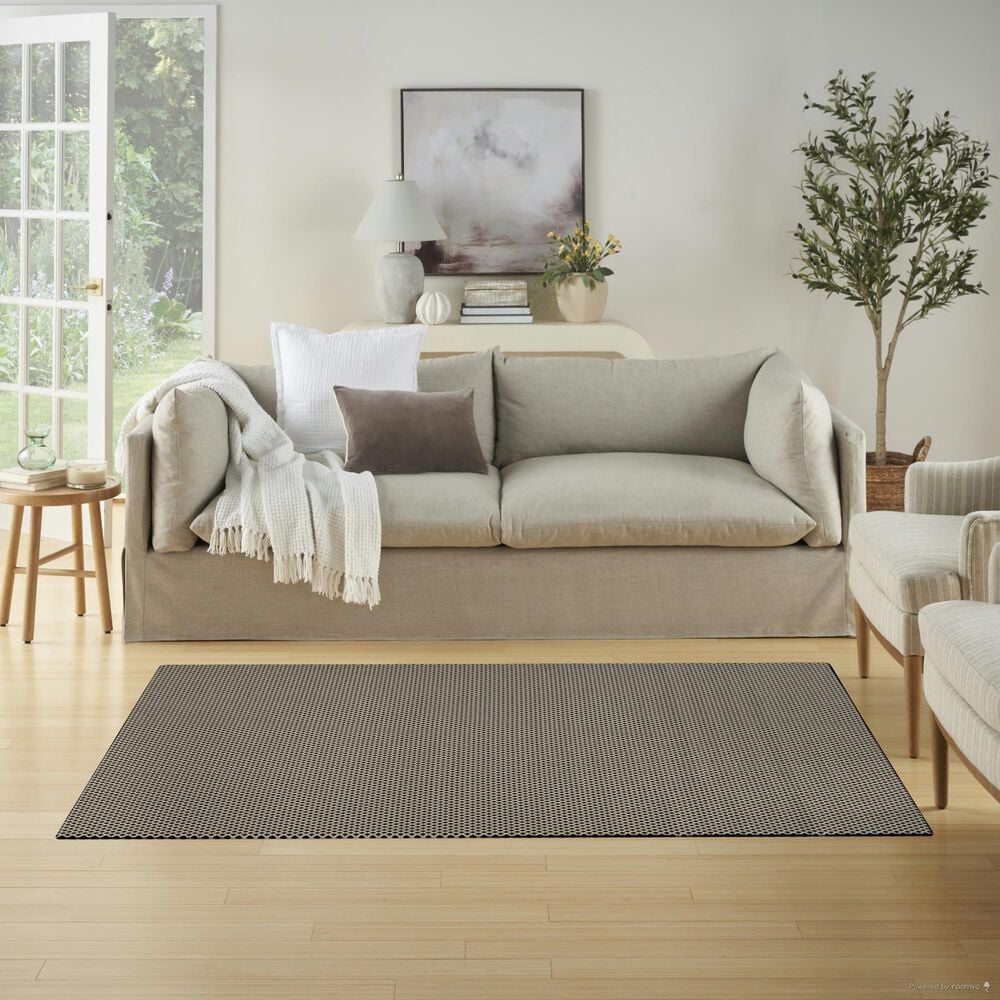 Nourison Courtyard Black and White 4&#39; x 6&#39; Indoor/Outdoor Area Rug, , large