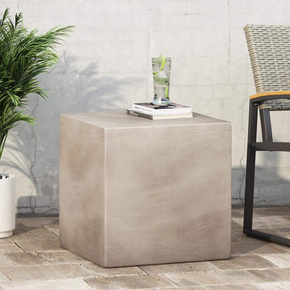 Hearth and Haven Square Patio Side Table in Light Grey, , large