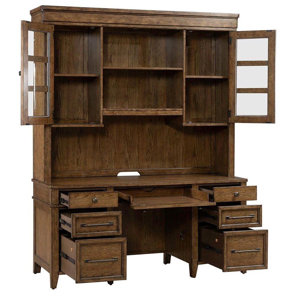 Liberty Furniture Carolina Park Credenza Desk with Hutch in Amber Brown, , large