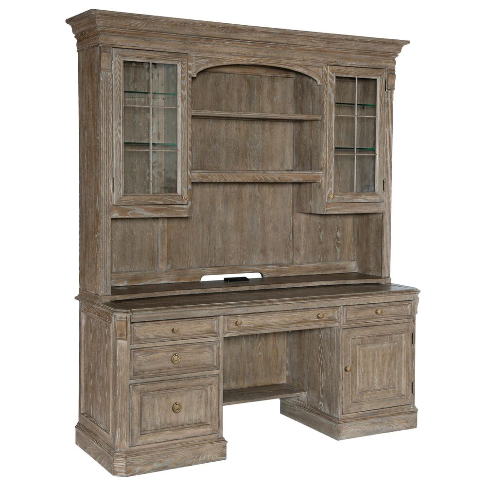 Hooker Furniture Sutter Credenza and Hutch in Distressed Oak and Champagne, , large