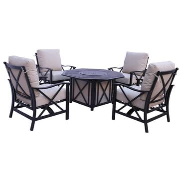 GatherCraft Denison 5-Piece Octagon Firepit Chat Set in Splendor Wheat, , large