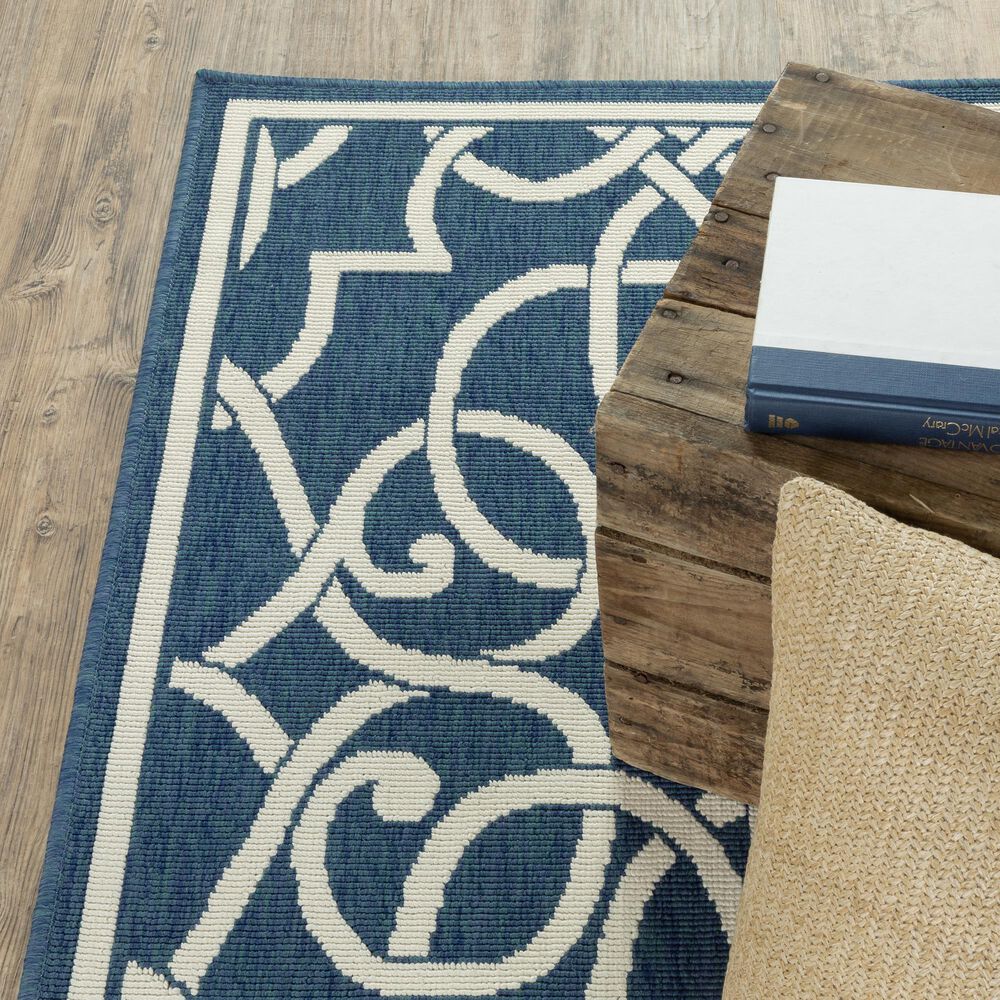 Oriental Weavers Meridian 2205B 2&#39;3&quot; x 7&#39;6&quot; Navy Runner, , large