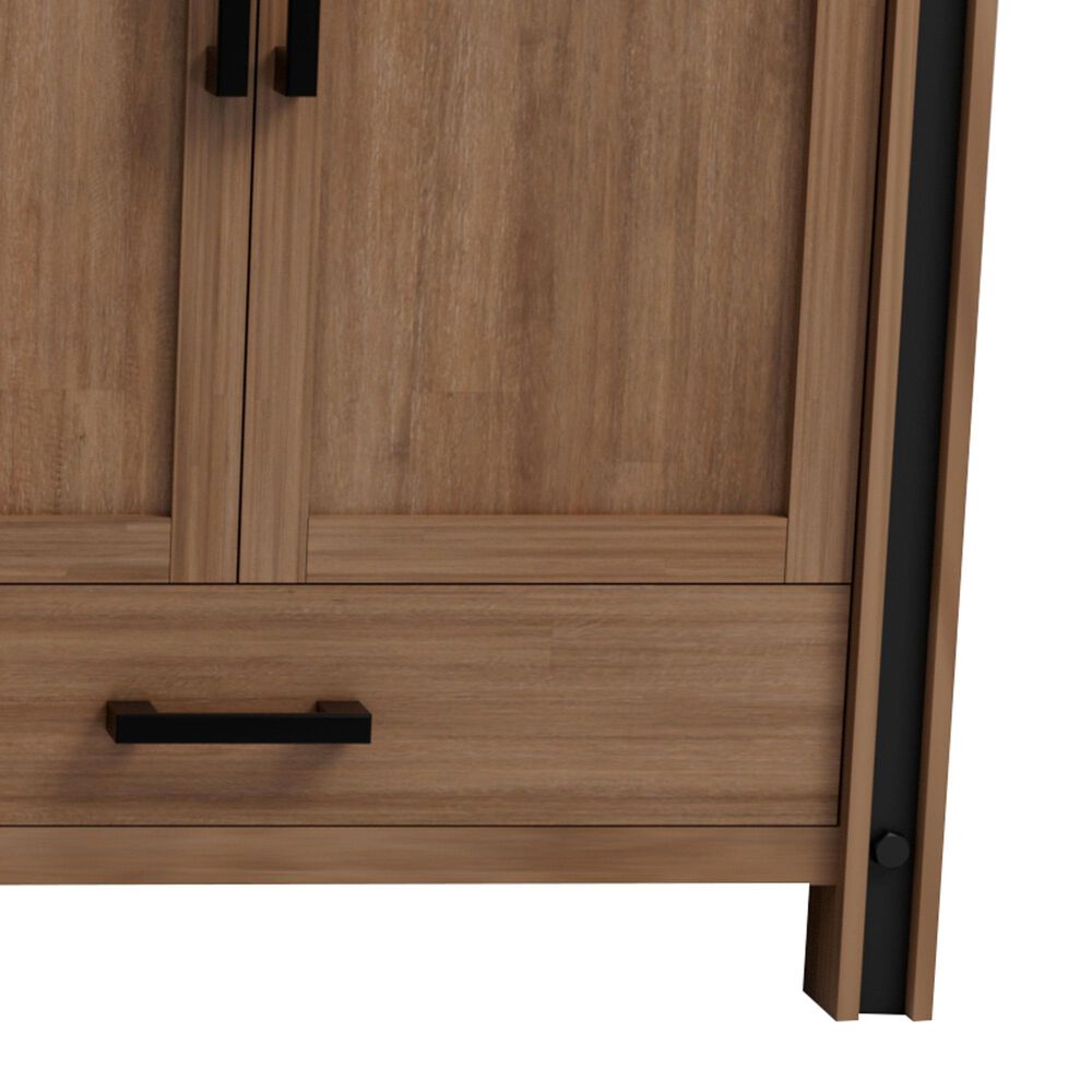 Lexora Home Ziva 84" Double Bathroom Vanity in Rustic Barnwood with 2 cm White Quartz Top and Rectangular Sinks, , large