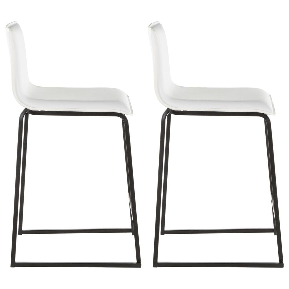 Lumisource Mara Counter Stool with White Cushion in Black &#40;Set of 2&#41;, , large