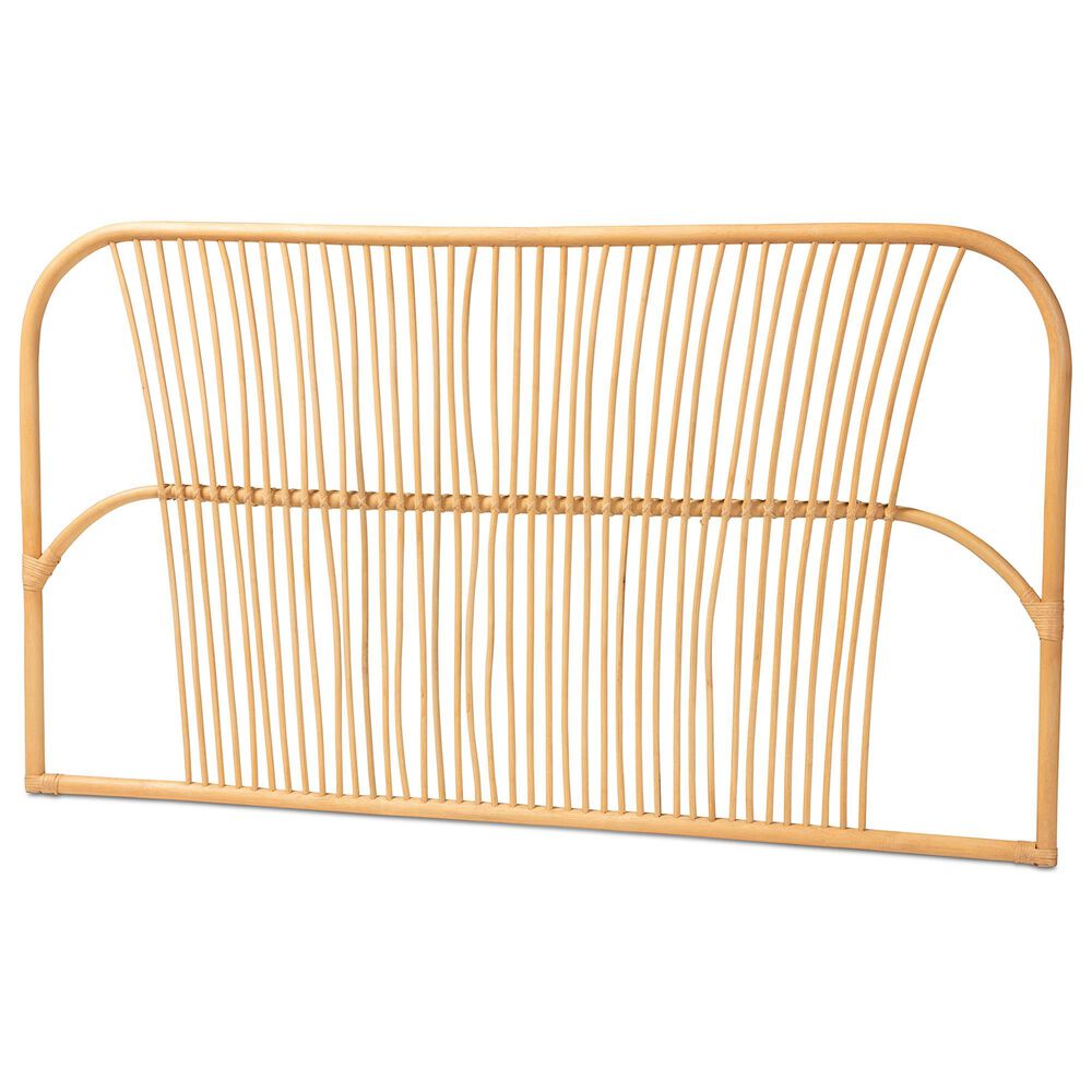 Baxton Studio Laina Queen Wall Mount Headboard in Natural Brown, , large