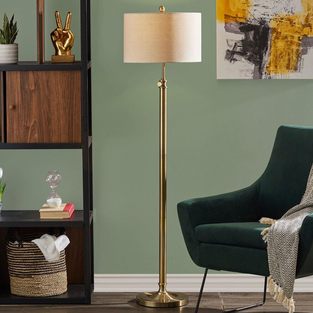 Adesso Barton Floor Lamp in Antique Brass, , large