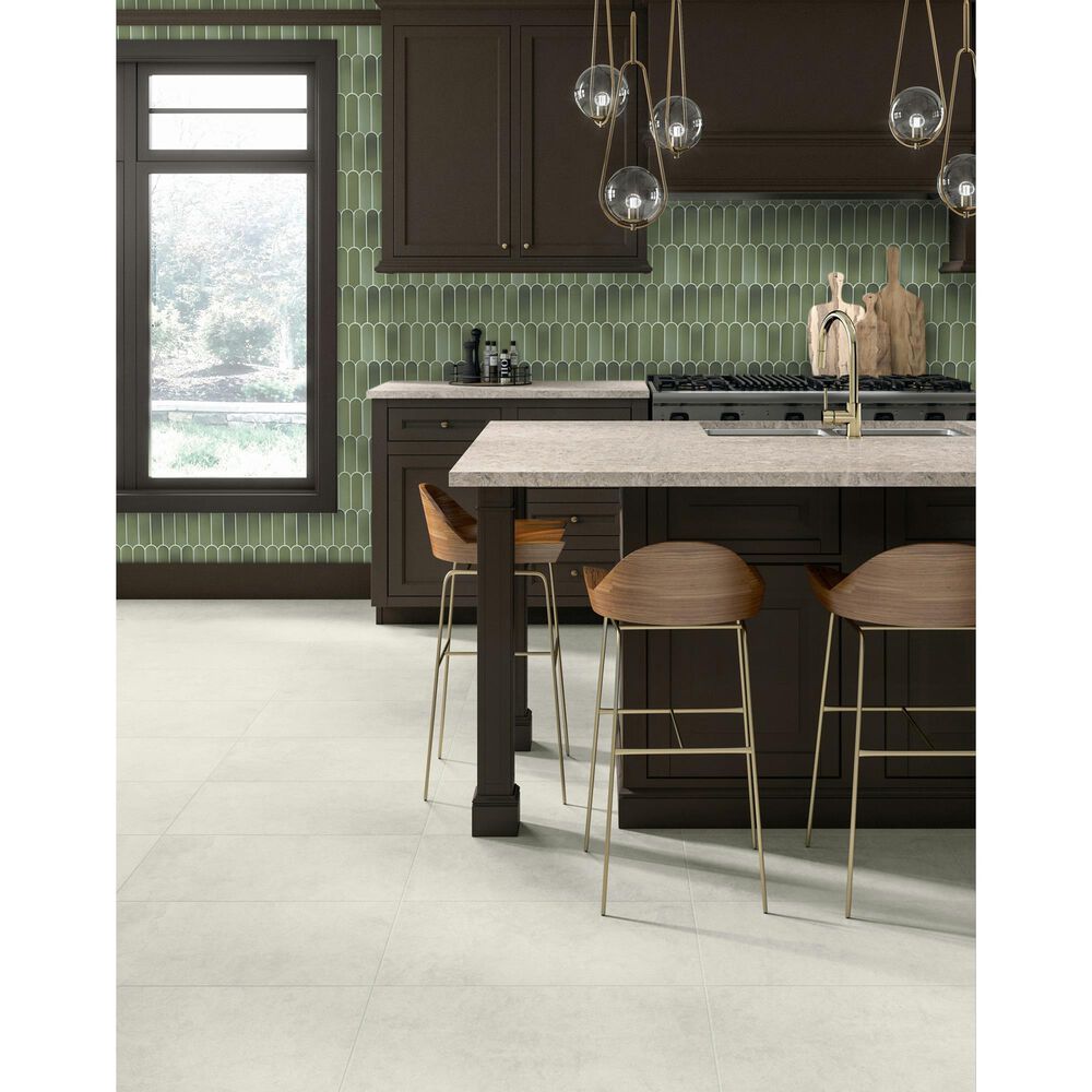 Dal-Tile Artefino Vintage Verdelite 2&quot; x 6&quot; Fish Scale on 12&quot; x 13&quot; Porcelain Mosaic Sheet, , large