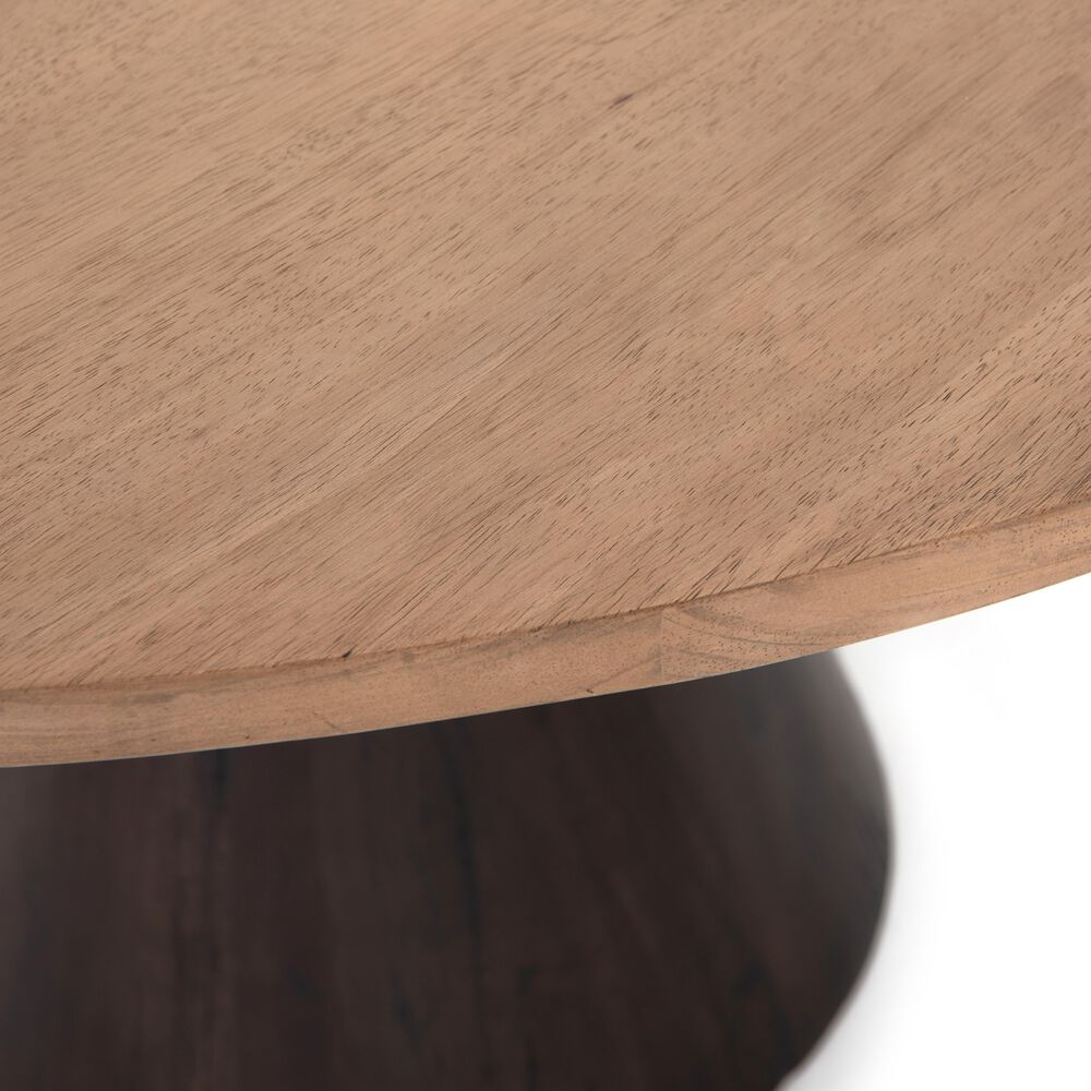 Four Hands Bronx Round Dining Table in Light Brushed Parawood and Dark Brown, , large
