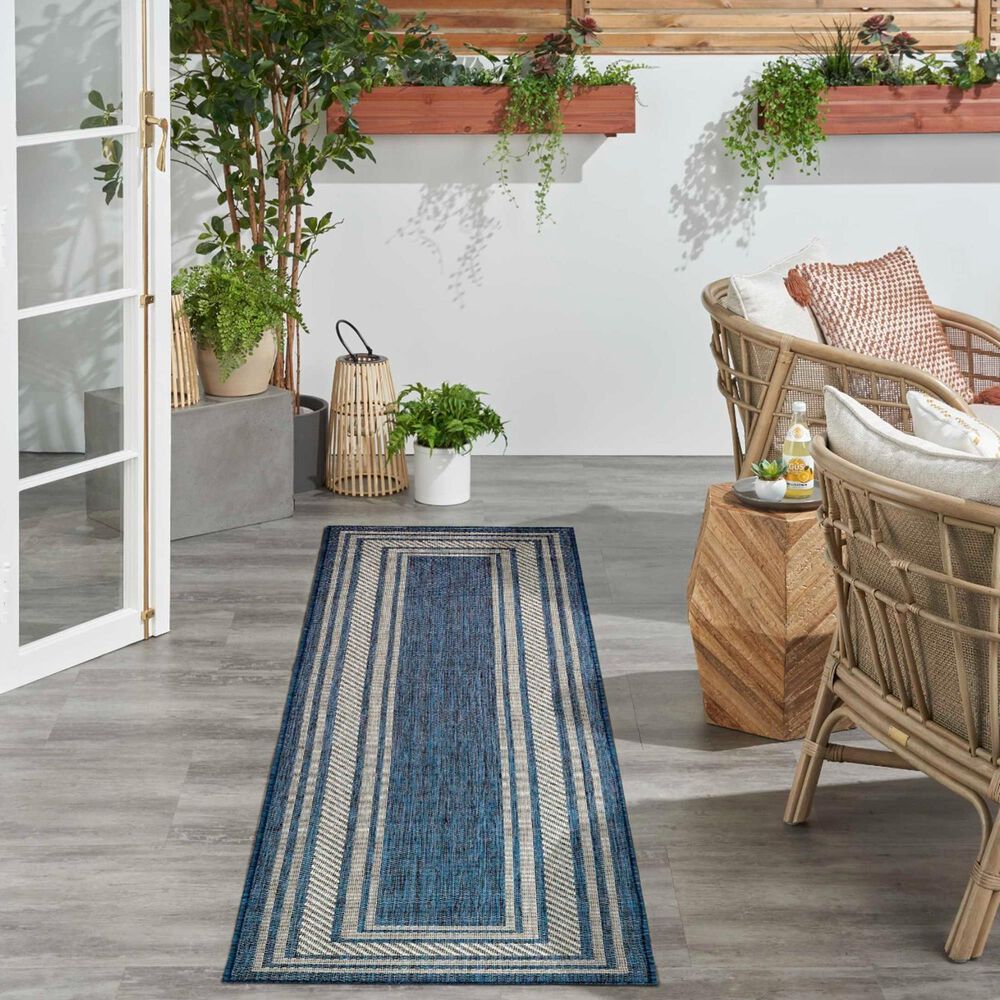 Nourison Horizon HOZ03 Denim 2&#39; x 6&#39; Indoor/Outdoor Runner, , large