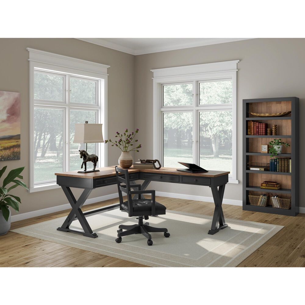 Ashley Wildenauer Home Office Desk in Rich Brown and Warm Satin Black, , large
