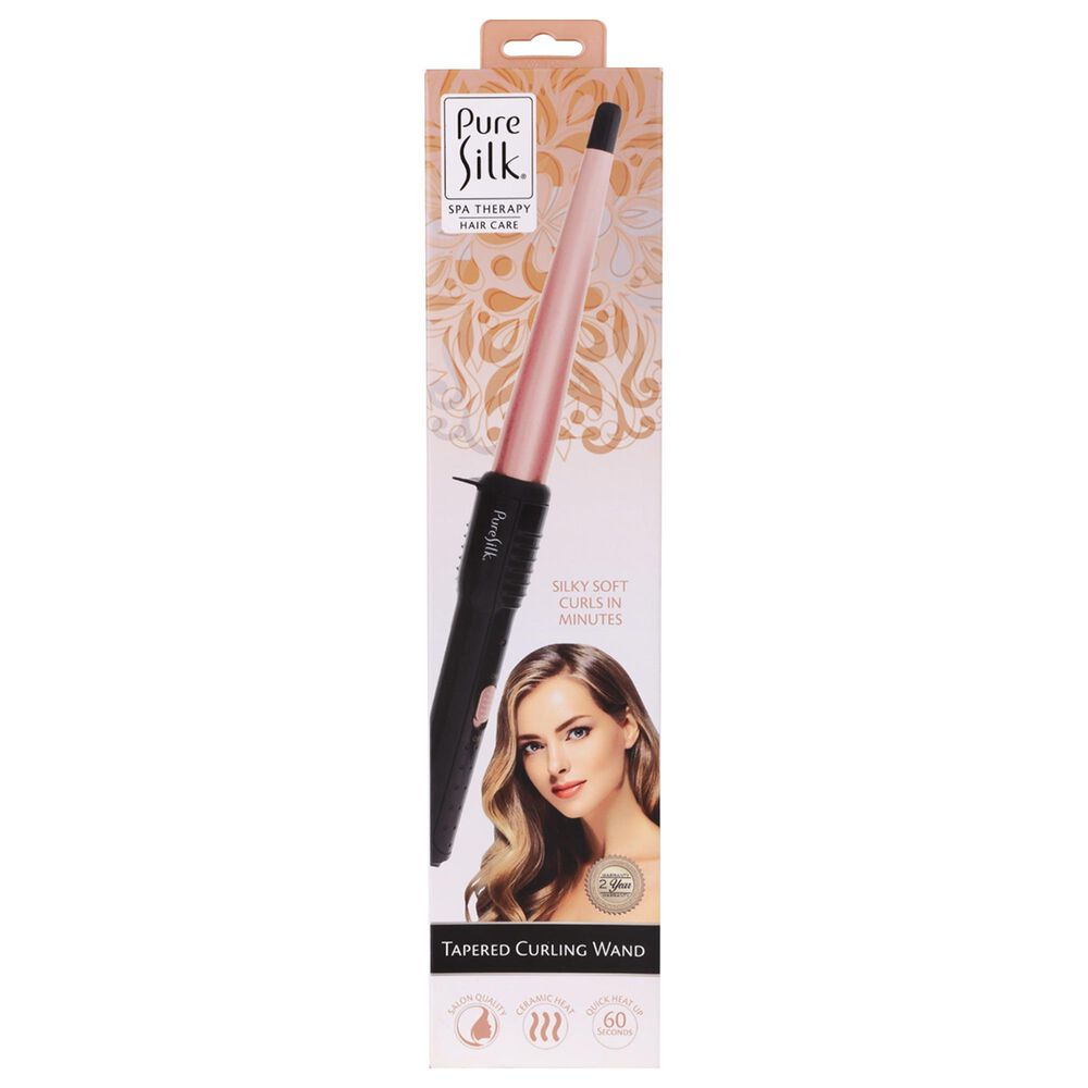 PureSilk Spa Therapy Hair Care Tapered Curling Wand in Pink and Black, , large