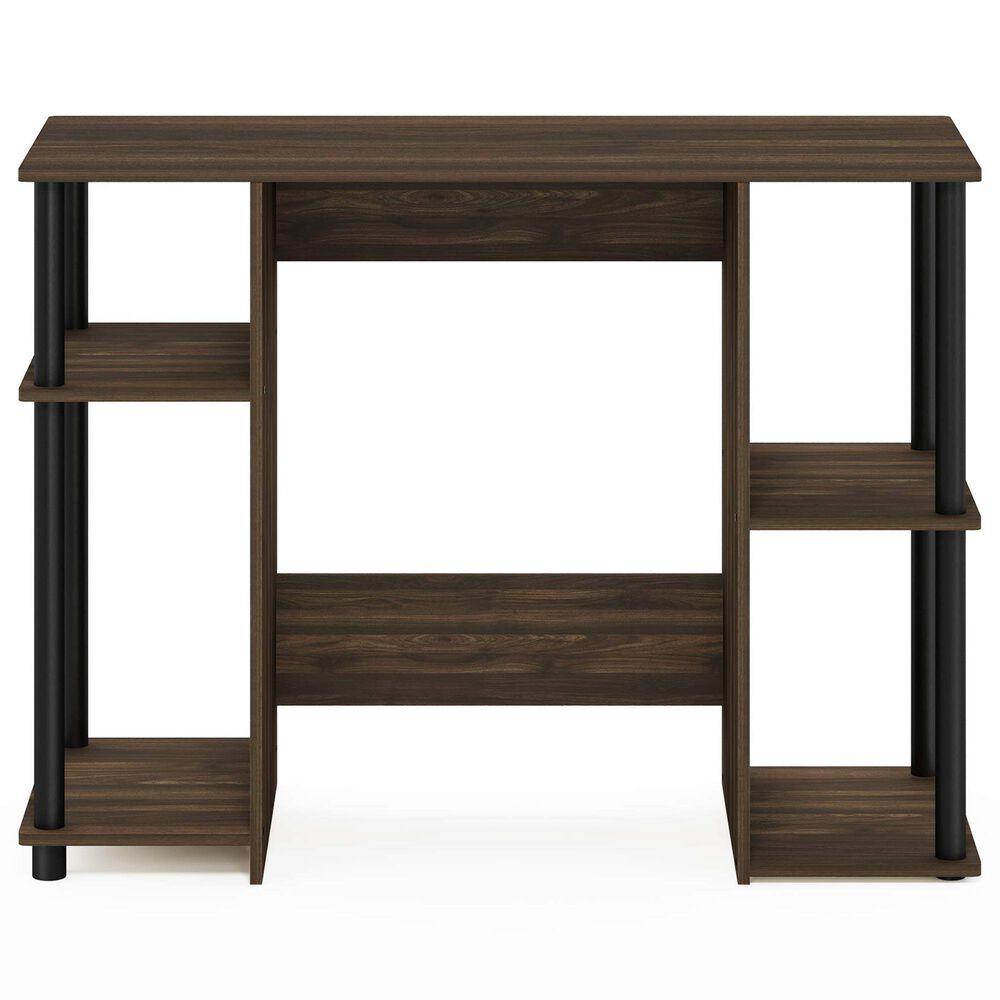 HOMLUX 38" Computer Desk with Dual Open Side Shelves in Columbia Walnut and Black, , large