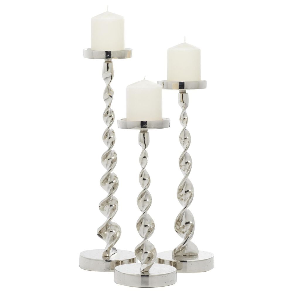 Maple and Jade Candle Holder in Polished Silver &#40;Set of 3&#41;, , large