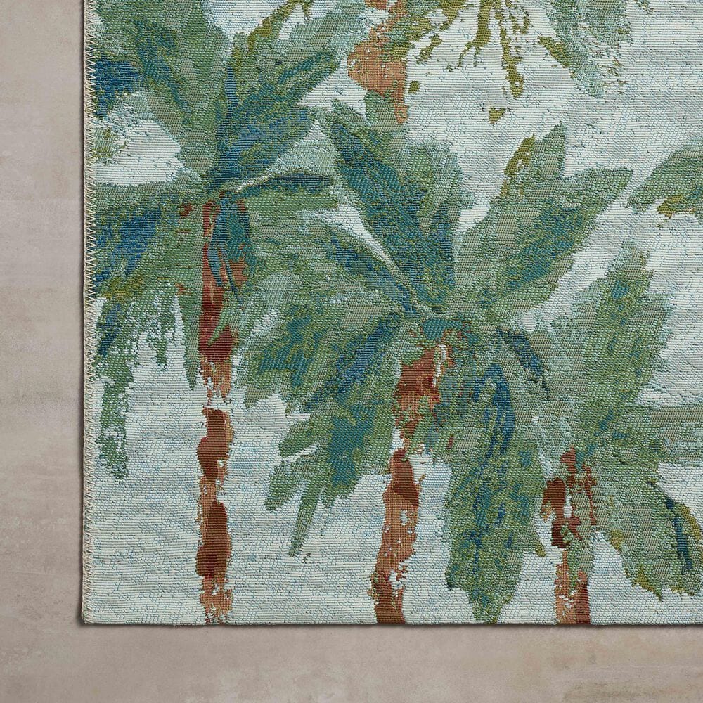 Loloi Botanical Sky and Green 2&#39;5&quot; x 7&#39;8&quot; Indoor/Outdoor Runner, , large
