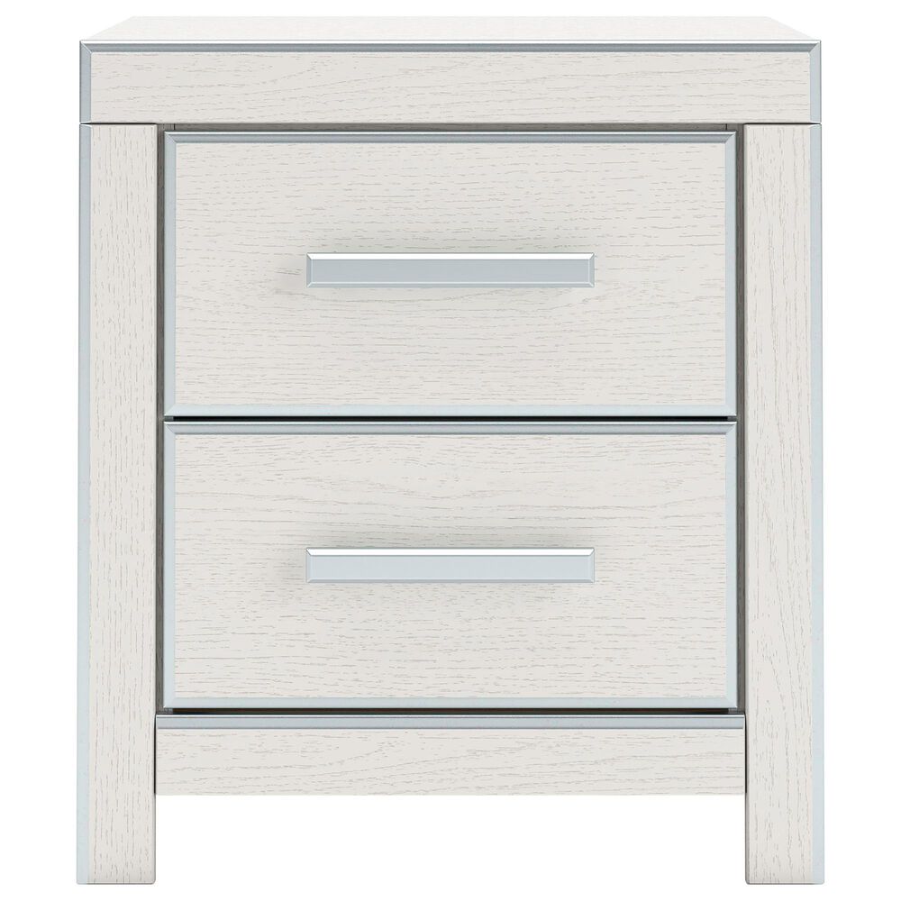 Ashley Zuraleus King Upholstered Panel Bed with Two Nightstands in Matte White, , large