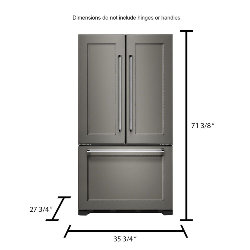 KitchenAid 22 Cu. Ft. 36&quot; Wide Counter Depth French Door Refrigerator - Panels Sold Separately, , large