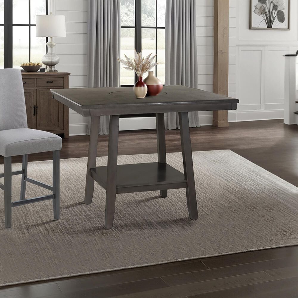 Linon Home Decor Spiva Counter Height Table with Lazy Susan in Grey - Table Only, , large