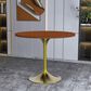 Leisuremod LeisureMod Verve Collection 36 Round Dining Table, Brushed Gold Base with Cognac Brown MDF Top, , large