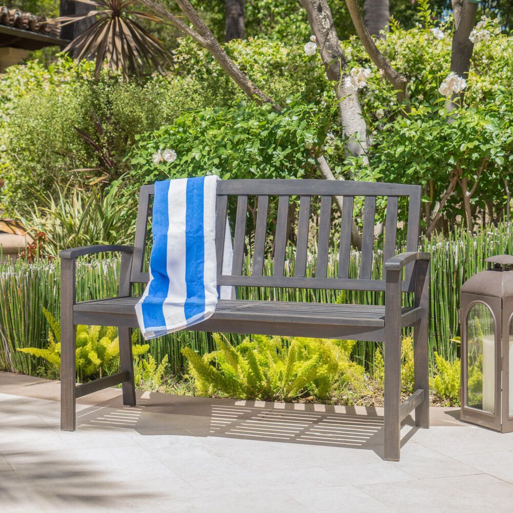 Hearth and Haven Loja Patio Bench in Dark Grey, , large