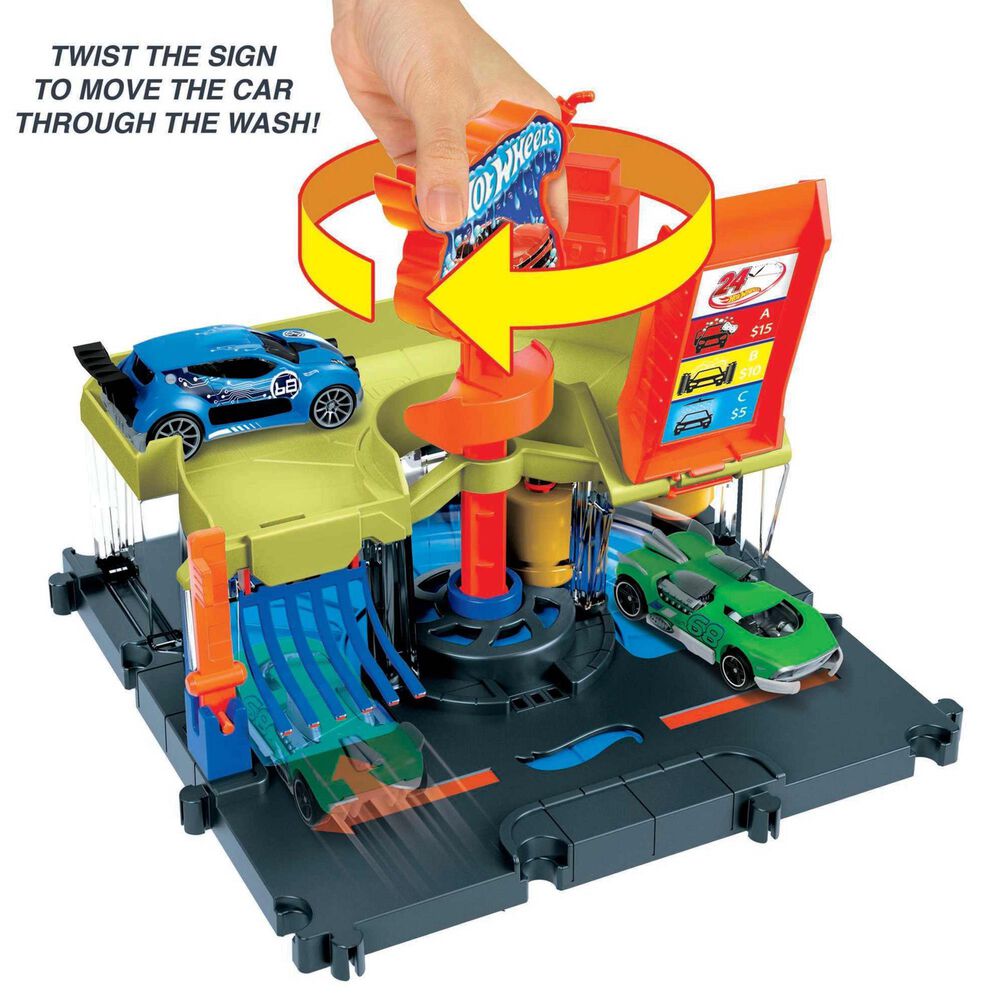 Hot Wheels City Downtown Express Car Wash Playset with 1 Toy Car in Multicolor, , large