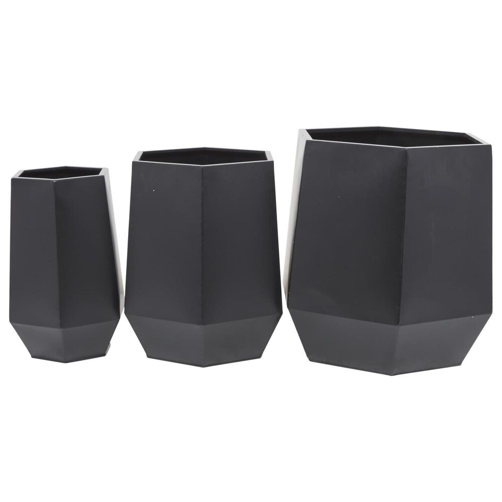 Maple and Jade Hexagon Planter in Matte Black &#40;Set of 2&#41;, , large