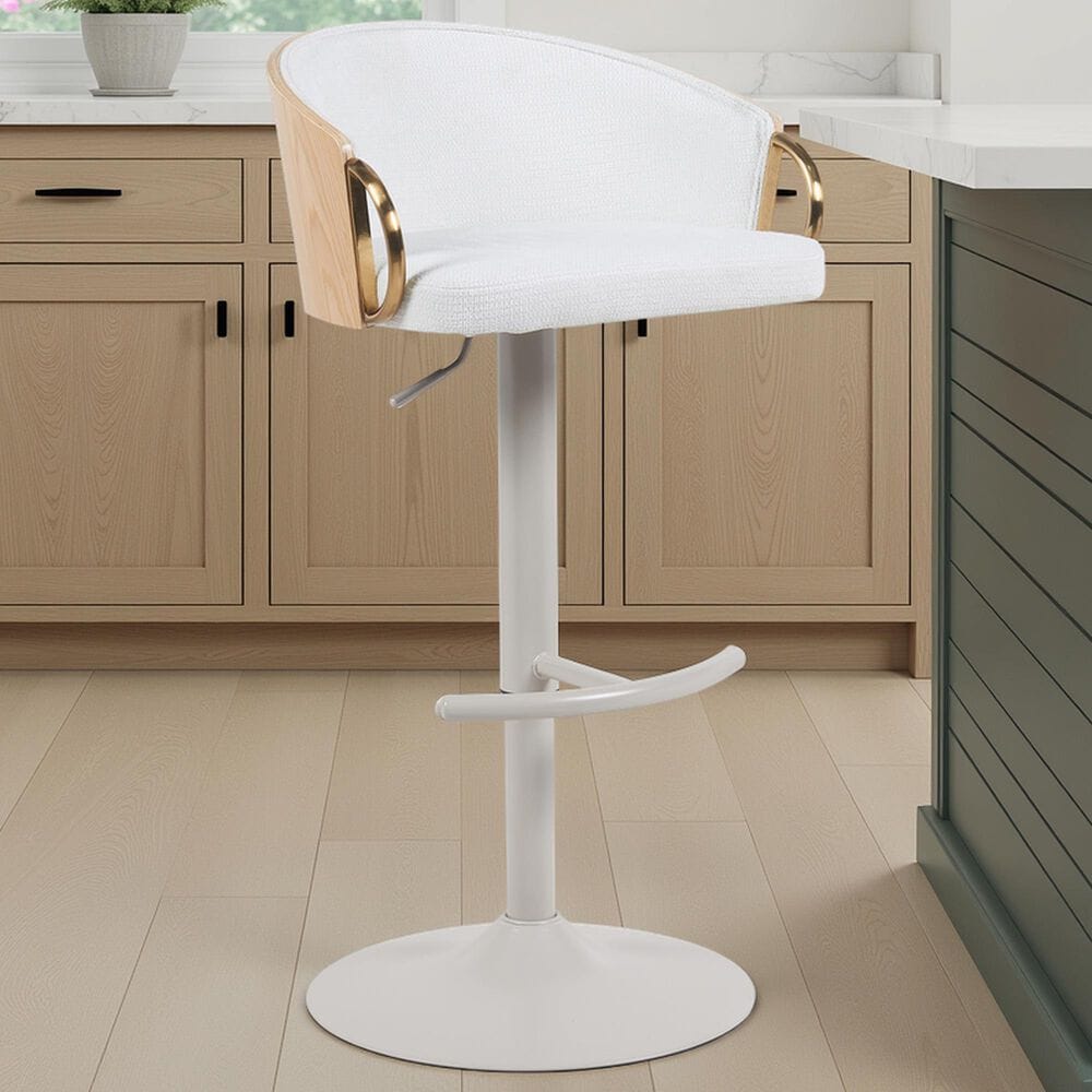 Armen Living Solstice Adjustable Barstool in Ivory, , large