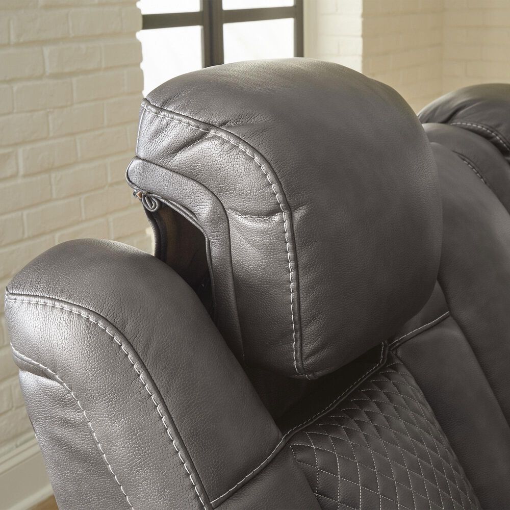 Ashley Fyne-Dyme  Faux Leather Power Reclining Loveseat with Console in Shadow, , large