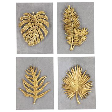 Maple and Jade 11" x 8" Wall Decor in Gold and Gray (Set of 4), , large