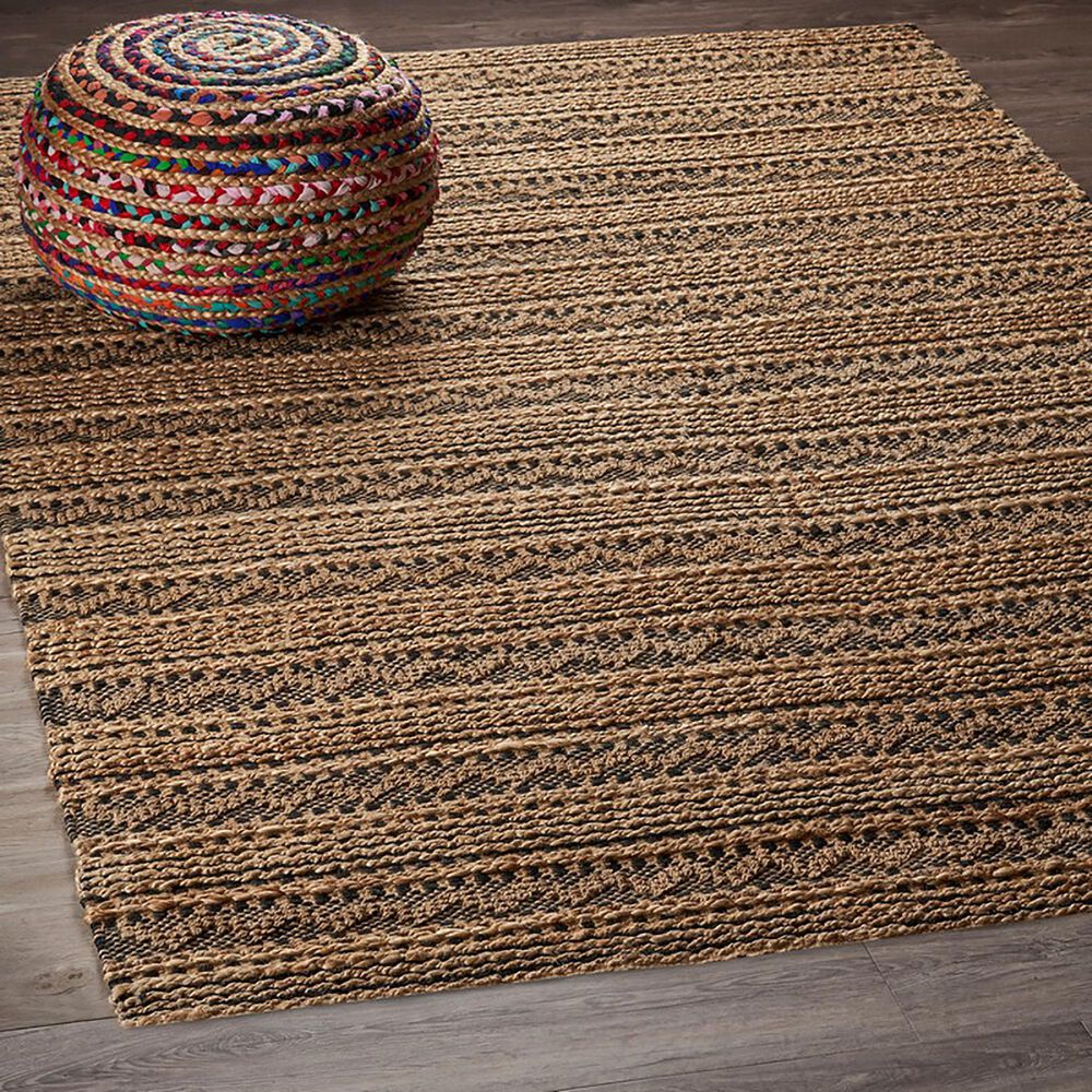 L&amp;R Resources Natural Fiber Striped 5&#39; x 7&#39;9&quot; Jet Black Area Rug, , large