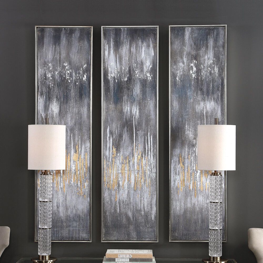 Uttermost Gray Showers Canvas &#40;Set of 3&#41;, , large