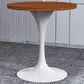 Leisuremod LeisureMod Verve Collection 27 Round Dining Table, White Base with Cognac Brown MDF Top, , large