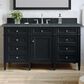 James Martin Vanities Brittany 60" Single Bathroom Vanity in Black Onyx with 3 cm Parisien Bleu Quartz Top and Rectangular Sink, , large