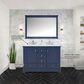 Lexora Home Dukes 48" Double Bathroom Vanity in Navy Blue with 2 cm White Carrara Marble Top and Rectangular Sinks, , large