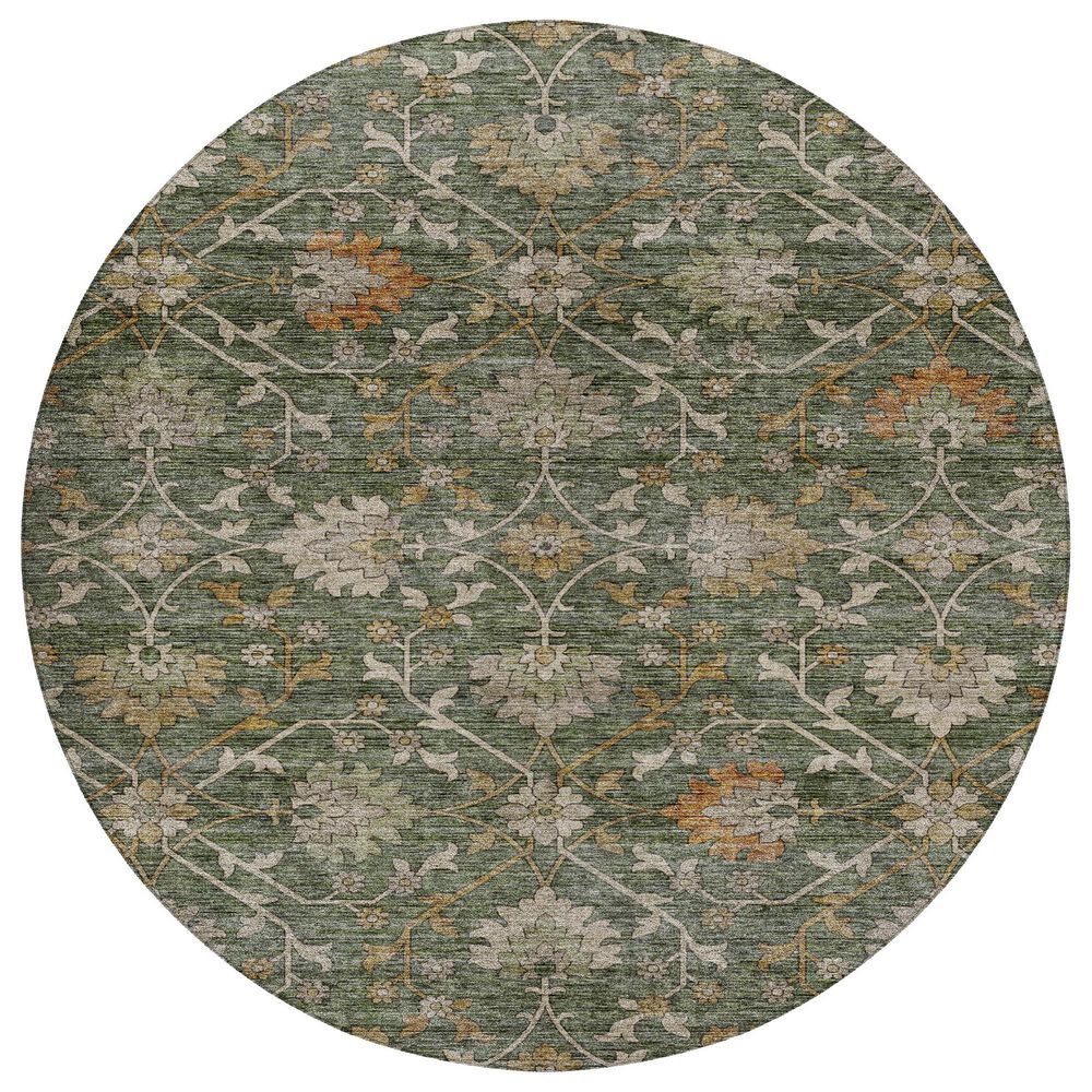 Dalyn Rug Company Silk Road Basil, Green, Beige, Copper, Gold and Gray 8" Round Area Rug, , large