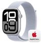 Apple Watch Series 10 GPS + Cellular 46mm Silver Aluminum Case with Blue Cloud Sport Loop, , large