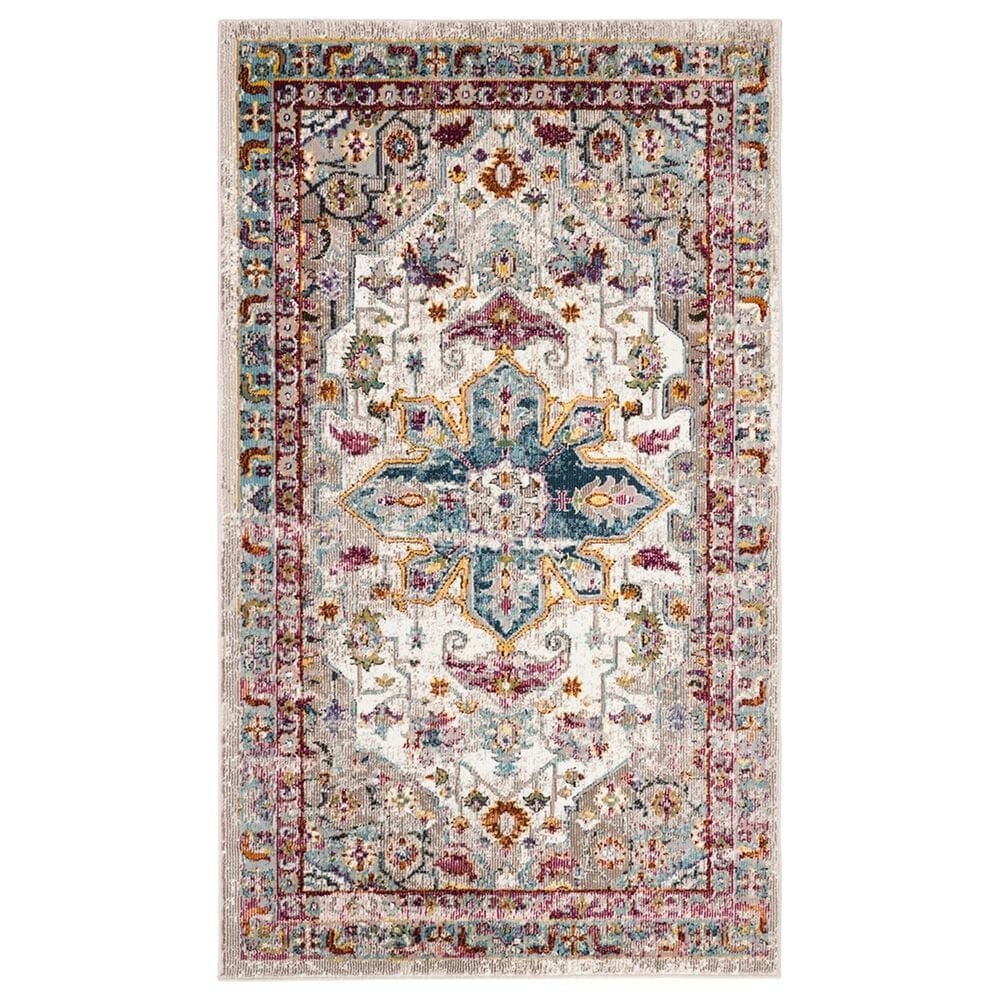 Safavieh Aria ARA160C 3" x 5" Cream and Multicolor Area Rug, , large