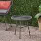 Hearth and Haven Orlando Outdoor Round Side Table with Glass Top in Gray, , large