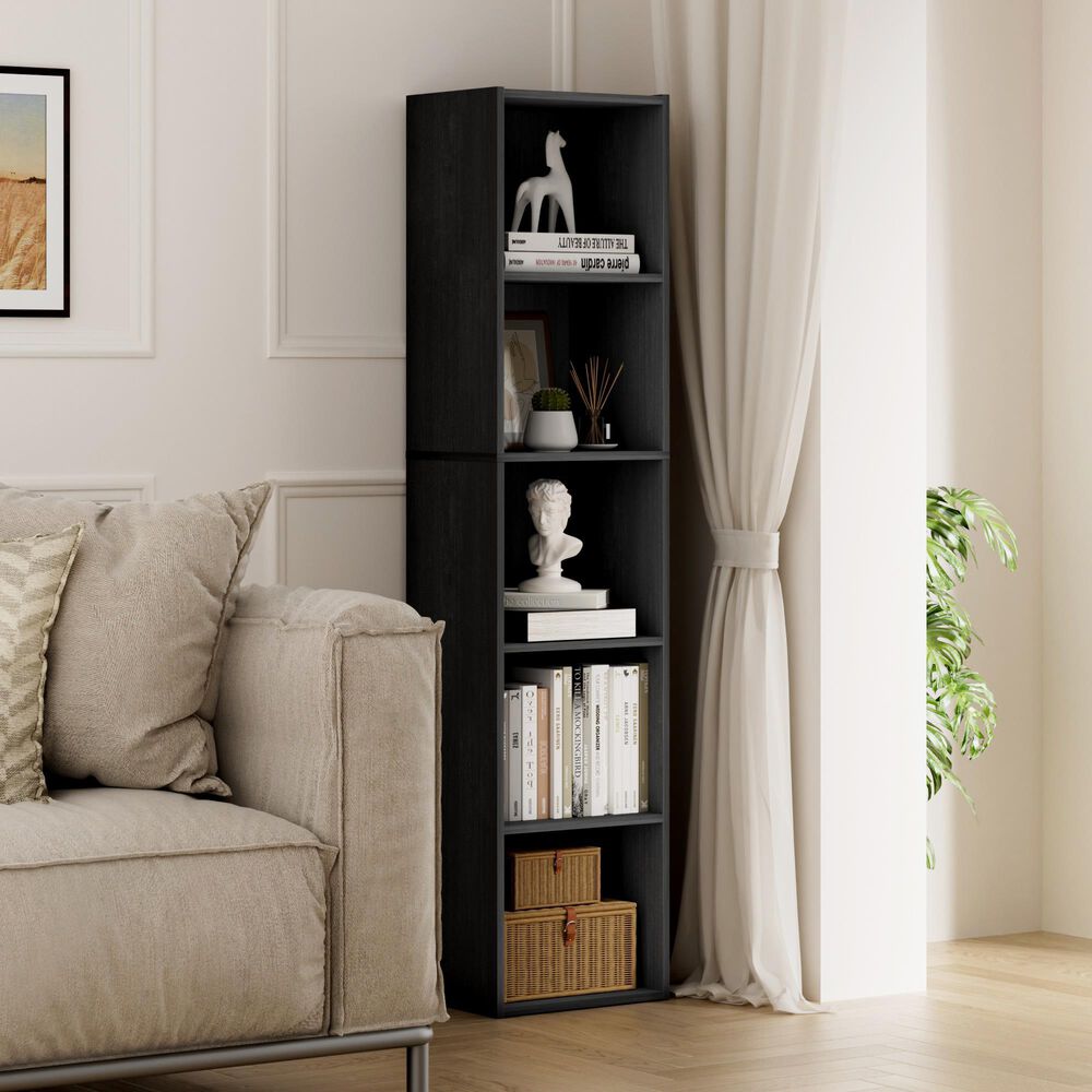 HOMLUX 5-Tier Cube Open Shelf Storage Organizer Bookcase in Blackwood, , large