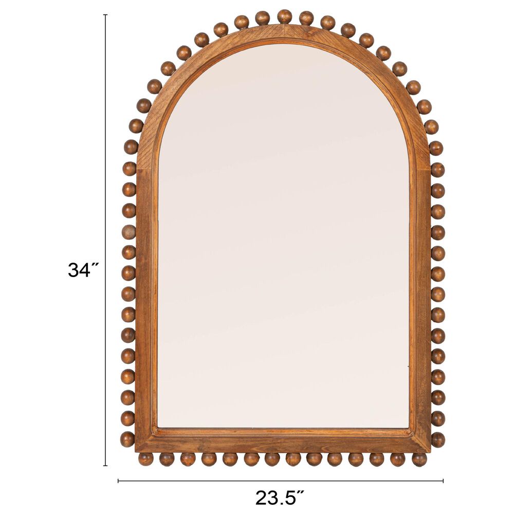 Creative Coop Willa Wood Ball Framed Arched Wall Mirror in Walnut, , large