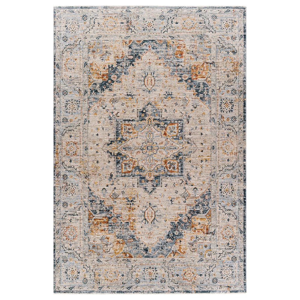Surya Laila 6"7" Round Teal, Burnt Orange, Gray, Sage and Cream Area Rug, , large