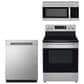 LG 3-Piece Kitchen Package with 1.7 Cu. Ft. Microwave Oven and Electric Range in Stainless Steel, , large
